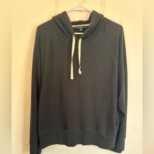 J. Crew Cloud Black Hoodie with White Drawstrings - worn and loved but so cozy!